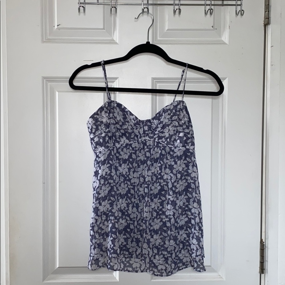 AEO Blue & White Floral Tank Top